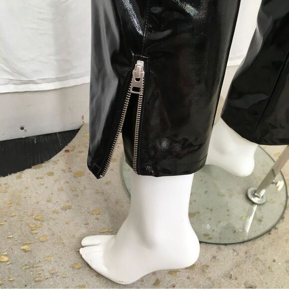 Maje Paveli Black Zipped Cuff High Rise Vinyl Cropped Trousers EUR 40 US 10 - Picture 7 of 11